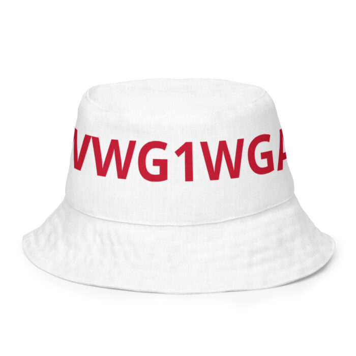 Bucket / Boonie Hat white with red lettering trust the plan inside WWG1WGA front outside - Michael J. Penney Store