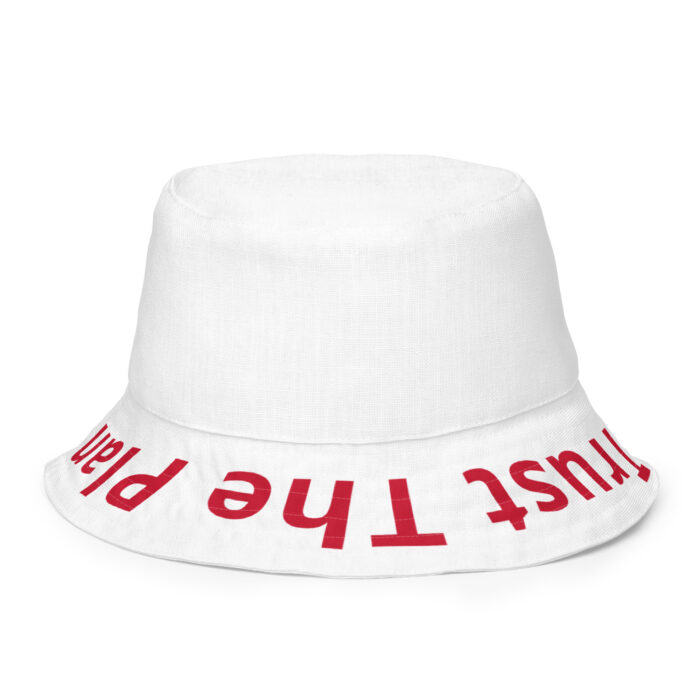 Bucket / Boonie Hat white with red lettering trust the plan inside WWG1WGA front outside - Michael J. Penney Store