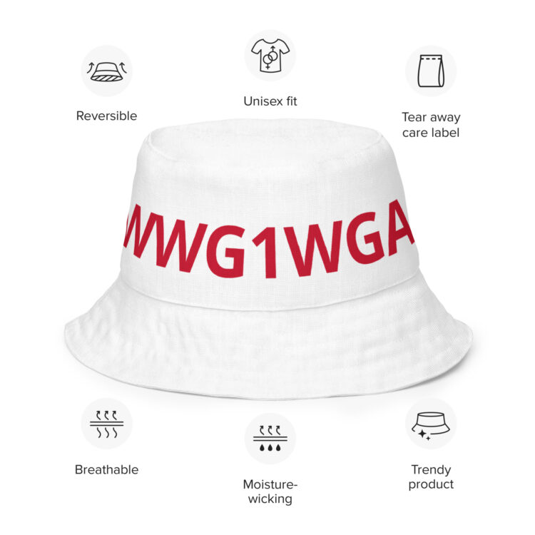 Bucket / Boonie Hat white with red lettering trust the plan inside WWG1WGA front outside - Michael J. Penney Store