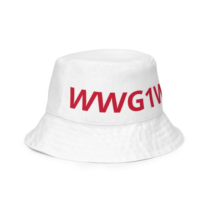 Bucket / Boonie Hat white with red lettering trust the plan inside WWG1WGA front outside - Michael J. Penney Store