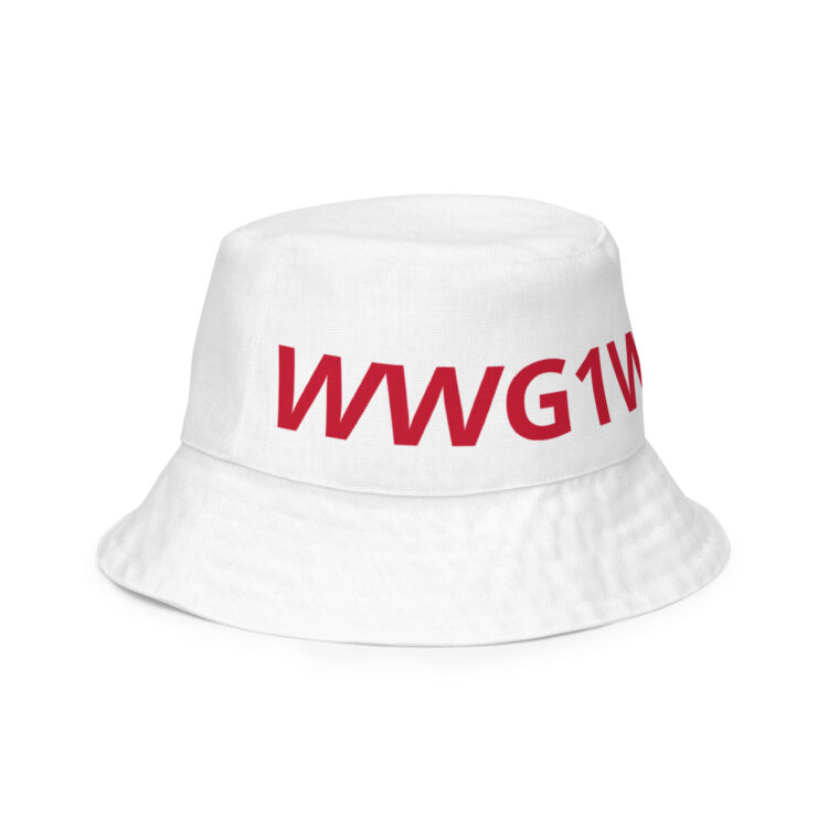Bucket / Boonie Hat white with red lettering trust the plan inside WWG1WGA front outside - Michael J. Penney Store