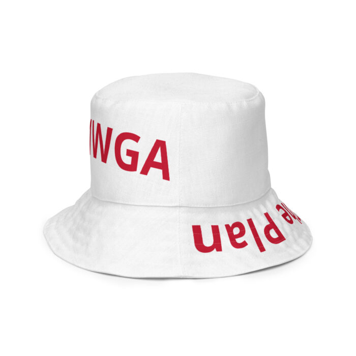 Bucket / Boonie Hat white with red lettering trust the plan inside WWG1WGA front outside - Michael J. Penney Store