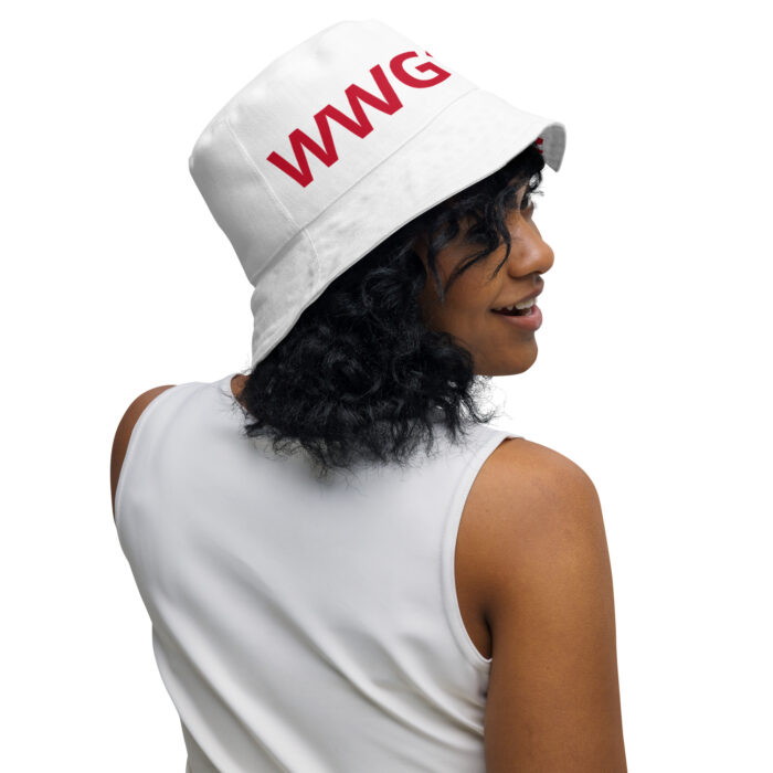 Bucket / Boonie Hat white with red lettering trust the plan inside WWG1WGA front outside - Michael J. Penney Store