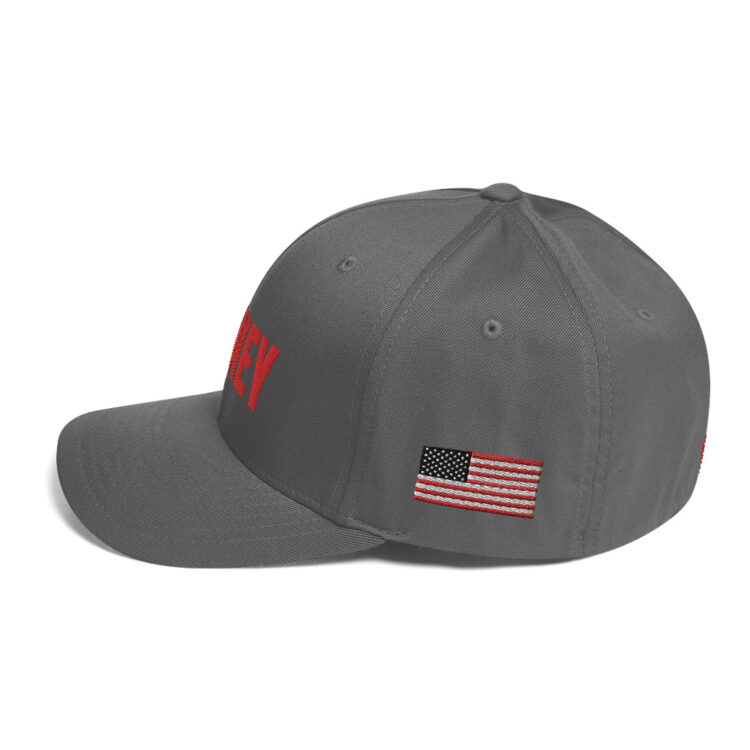 LEFT Baseball hat PENNEY front, Q PATRIOT over WWG1WGA on right side, PENNEY on back, small middle, American flag on left side; this hat is grey , it is available multicam camo, red, whiteblue, , tan , charcoal, tricolor camouflage, black - Michael J. Penney Store