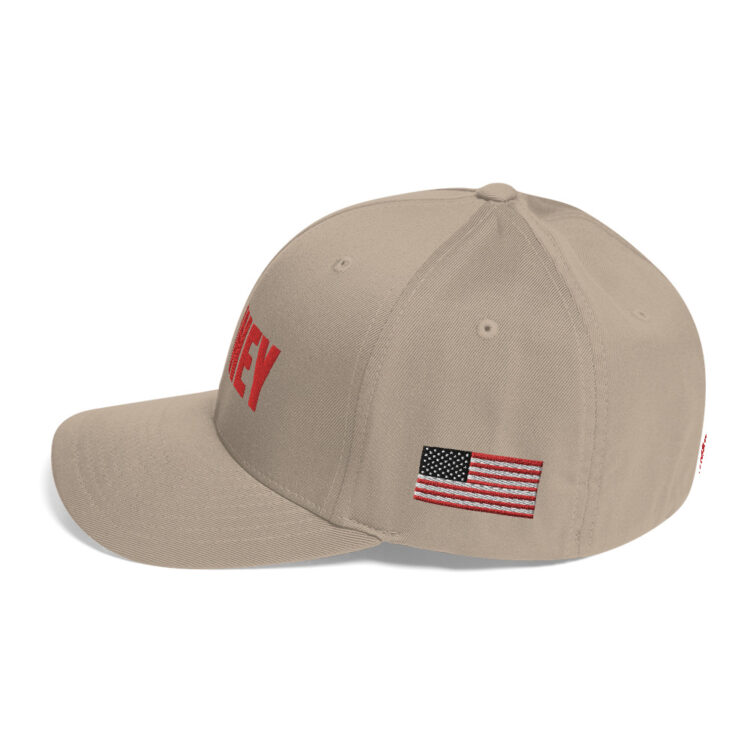 LEFT Baseball hat PENNEY front, Q PATRIOT over WWG1WGA on right side, PENNEY on back, small middle, American flag on left side; this hat is tan , it is available multicam camo, red, whiteblue, , grey, charcoal, tricolor camouflage, black - Michael J. Penney Store
