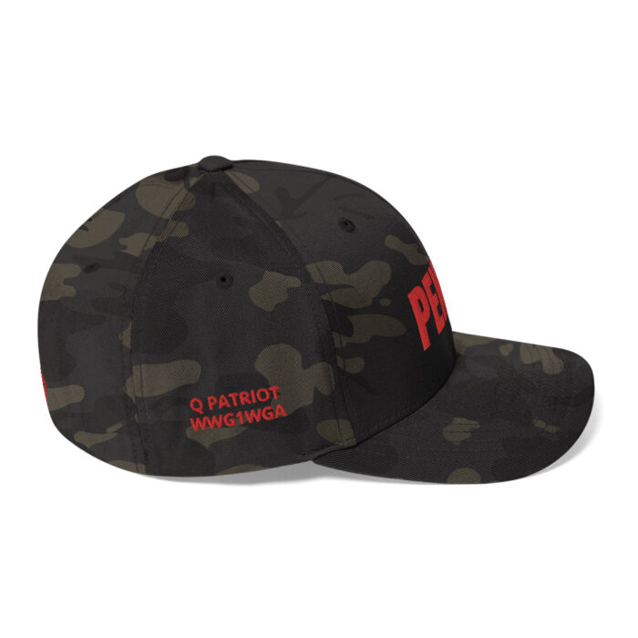 Baseball hat PENNEY front, Q PATRIOT over WWG1WGA on right side, PENNEY on back, small middle, American flag on left side; this hat is tricolor green woodland camo , it is available multicam camo, black , GREY, whiteblue, , tan , charcoal, tricolor camouflage, blue - Michael J. Penney Store