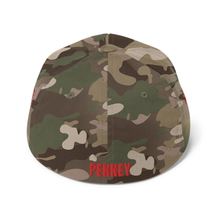BACK Baseball hat PENNEY front, Q PATRIOT over WWG1WGA on right side, PENNEY on back, small middle, American flag on left side; this hat is multicam camouflage, it is available tricolor camo, red, blue, tan, grey, charcoal, white, black - Michael J. Penney Store