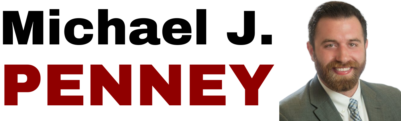 dark red Michael J. Penney logo