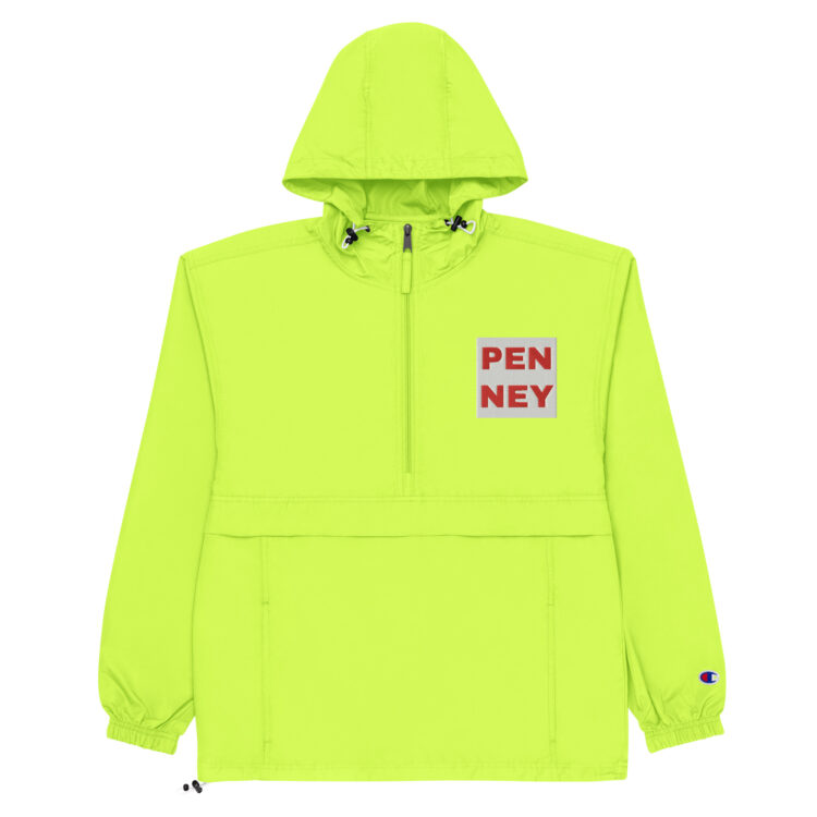 PEN NEY embroidered champion packable jacket - Michael J. Penney Store neon green front