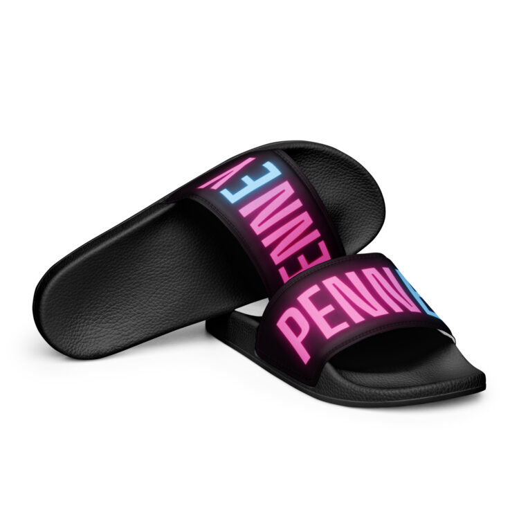 penney pink and blue black slide sandals on Michael J. Penney Store
