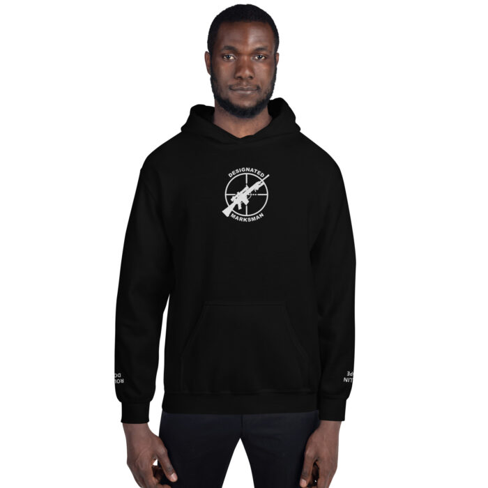 Designated Marksman Hoodie, Embroidered - Michael J. Penney Store black with white lettering