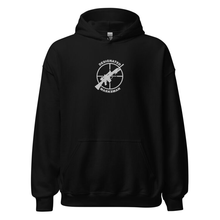 Designated Marksman Hoodie, Embroidered - Michael J. Penney Store black with white lettering