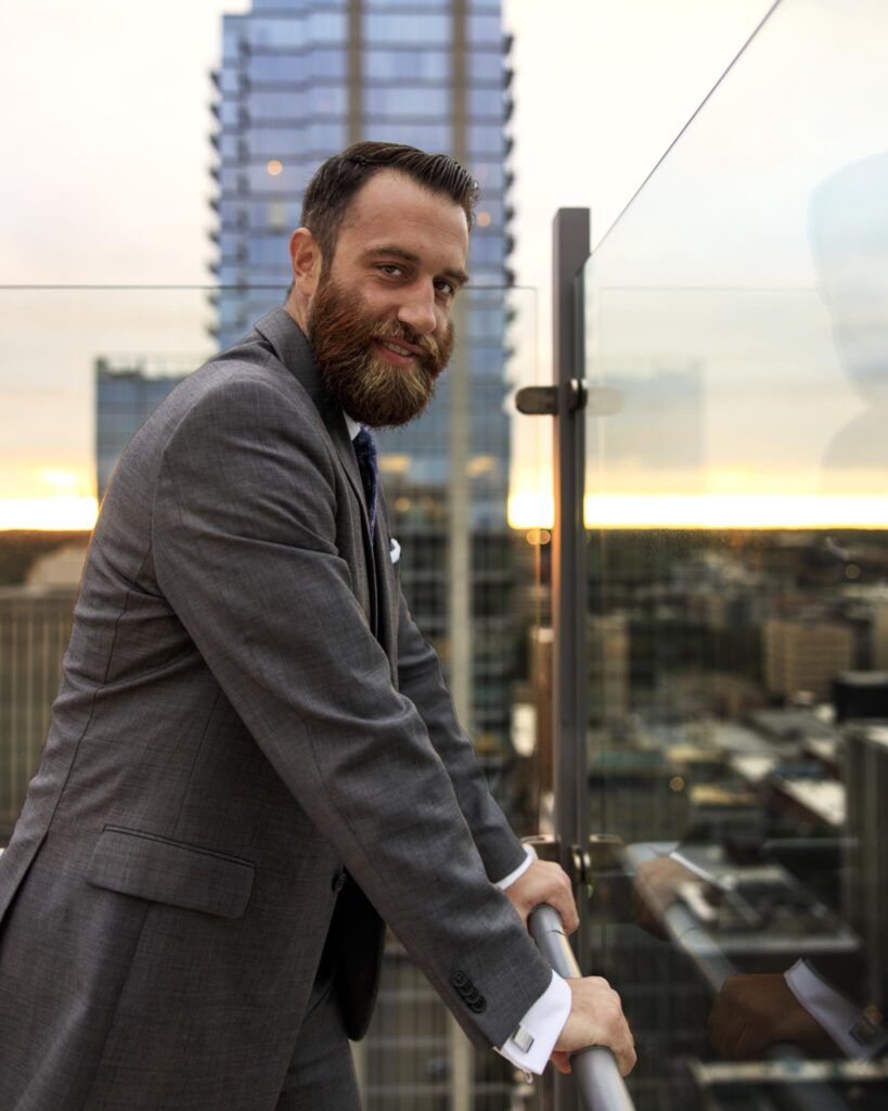 Michael J. Penney standing over the city in color photo , Michael J. Penney, MJPenney